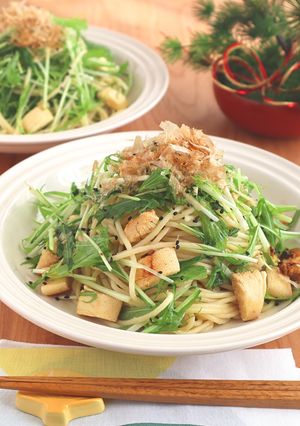 【おせちリメイク】数の子と水菜の和パスタ-レシピのメイン写真