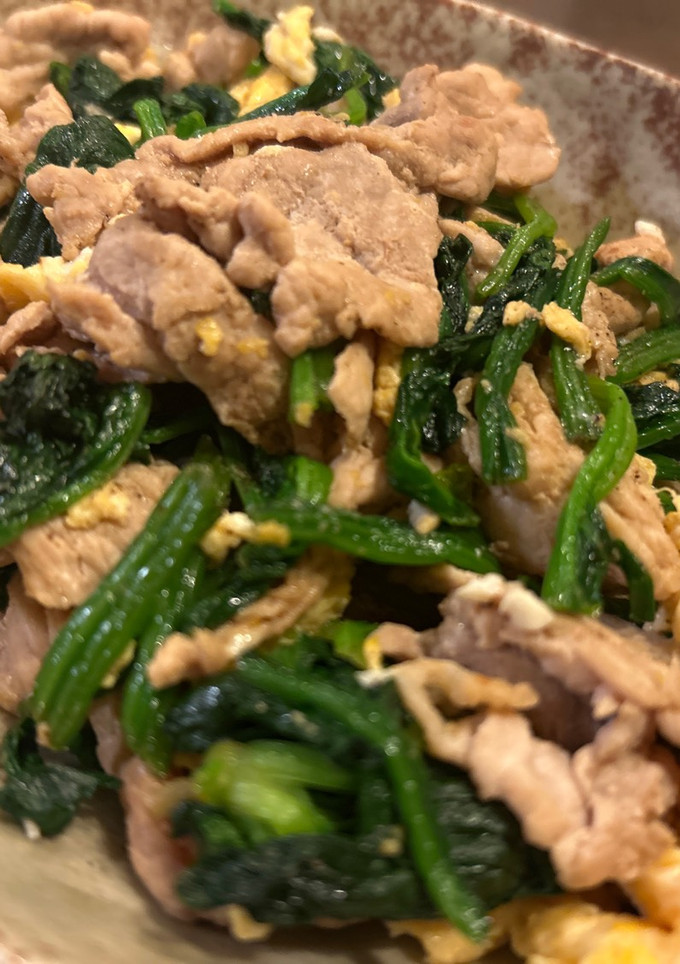 ほうれん草と豚肉の卵炒め-レシピのメイン写真
