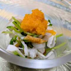 รูปของ 切り干し＆豆苗♪にんじんドレッシングで