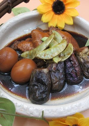 揚げヘタ紫ナスと手羽先の黒酢煮-レシピのメイン写真