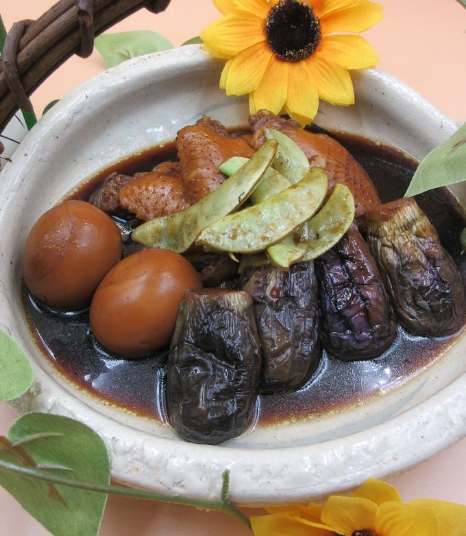 揚げヘタ紫ナスと手羽先の黒酢煮-レシピのメイン写真