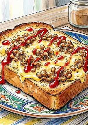 簡単に作れるピザ風パン！納豆チーズ食パン-レシピのメイン写真