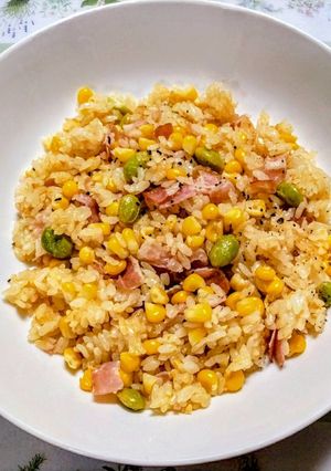 簡単昼食枝豆とうもろこしご飯ピラフ炊飯器-レシピのメイン写真