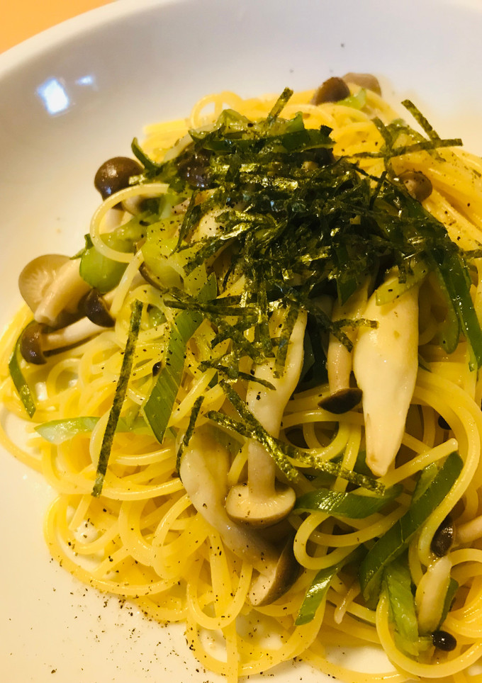 長ネギの青いところとシメジの和風パスタ-レシピのメイン写真