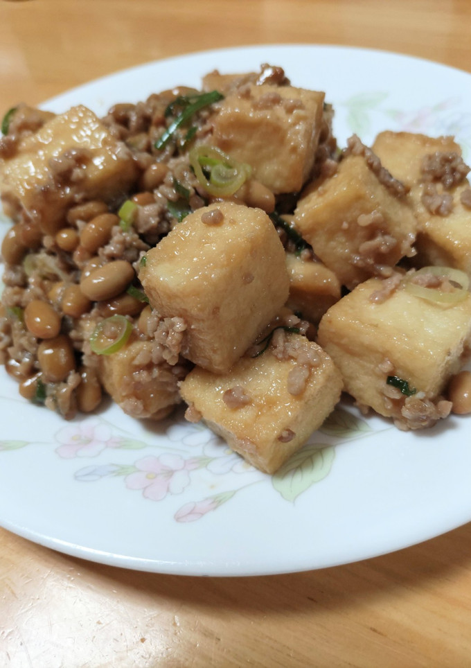 納豆ひき肉の厚揚げ中華-レシピのメイン写真