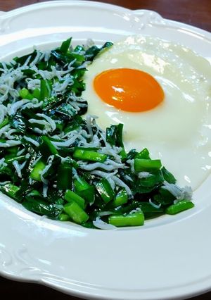 ピリっと辛いニラ×しらす＆目玉焼き-レシピのメイン写真