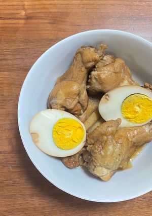 手羽元とタマゴとゴボウのミツカンポン酢煮-レシピのメイン写真