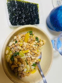 混ぜるだけ!揚げ玉沢庵納豆の韓国海苔巻き-レシピのメイン写真