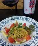 トマトとイチジクの冷製パスタ
