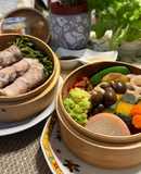 野菜と豆苗豚肉巻きのせいろ蒸し