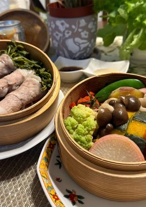 野菜と豆苗豚肉巻きのせいろ蒸し-レシピのメイン写真