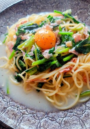 ベーコンとほうれん草のクリームパスタ-レシピのメイン写真