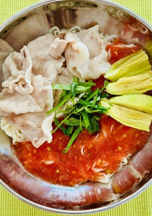 豚しゃぶトマト茄子そうめん-レシピのメイン写真