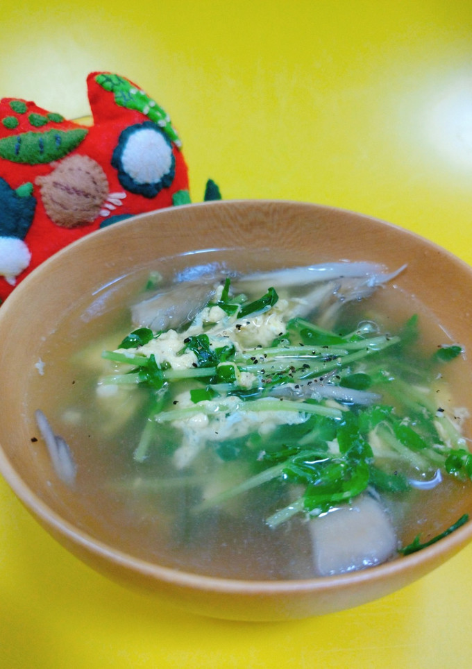 豆苗と卵の中華スープ-レシピのメイン写真