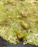 鶏皮とキャベツのもんじゃ焼き