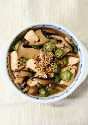 鶏ささみと オクラ 椎茸 エリンギのオイスター煮-レシピのメイン写真