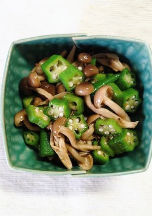 簡単 副菜 オクラと しめじの わさび和え✿-レシピのメイン写真