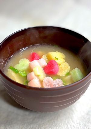 可愛い💕簡単すぎる豆腐とお麩のお味噌汁-レシピのメイン写真