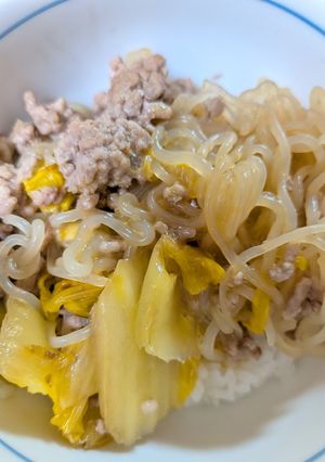 白菜　豚ひき肉　すき焼き風丼-レシピのメイン写真