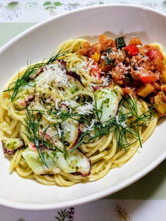 簡単ランチ!ラタトゥイユとタコのパスタ-レシピのメイン写真