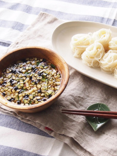 【島の光めんつゆ】きざみ夏野菜のそうめん-レシピのメイン写真