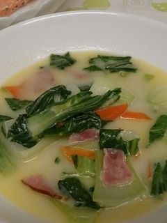 青梗菜とハムのクリーム煮-レシピのメイン写真