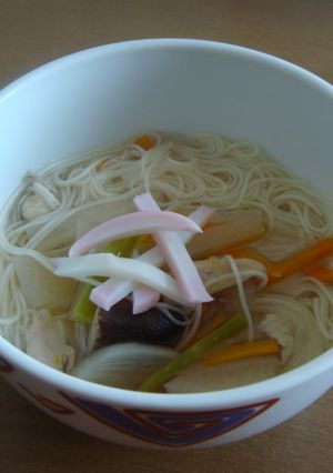 お雑煮の残りで☆にゅうめん-レシピのメイン写真