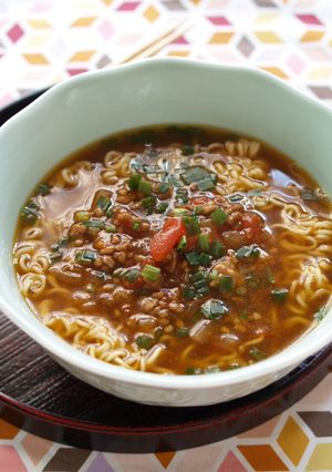バルサミコトマトのさっぱり豚そぼろ麺-レシピのメイン写真