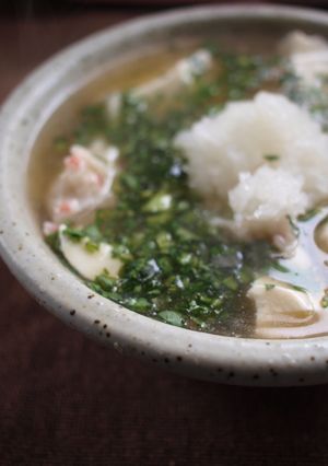 風邪に豆腐と長いもの蟹すり身汁-レシピのメイン写真