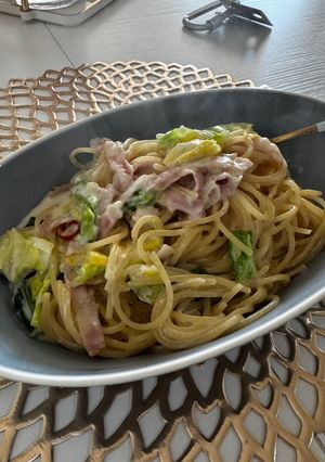 白菜とベーコンスパゲッティ-レシピのメイン写真