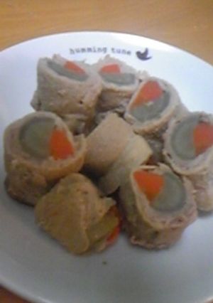 豚のもも薄切り肉の根菜巻き-レシピのメイン写真