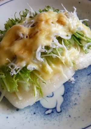 水菜としらす干しの餅ピザ-レシピのメイン写真