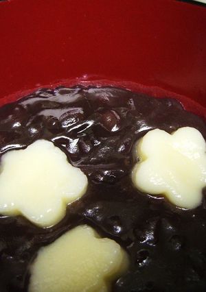 豆腐白玉でぜんざいのお花-レシピのメイン写真