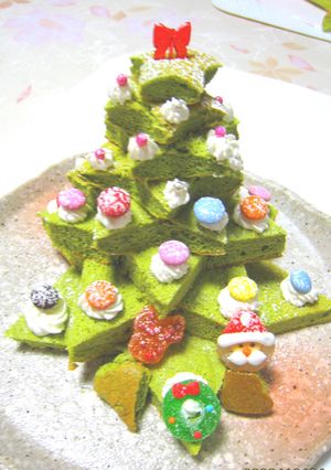 ★ツリー型クリスマスシフォンケーキ★-レシピのメイン写真