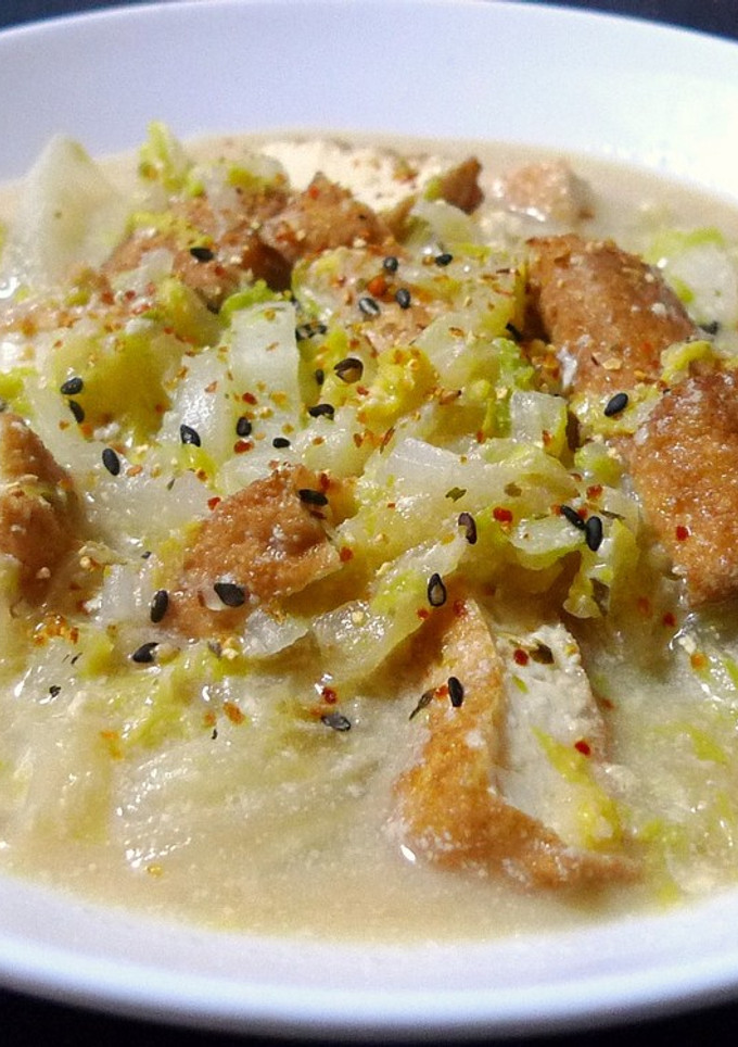 白菜と厚揚げの豆乳みそ煮-レシピのメイン写真