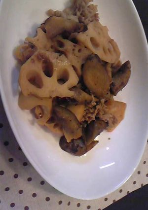れんこんとごぼうと豚肉の炒め煮-レシピのメイン写真