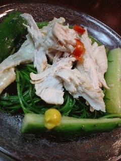 おかひじきと蒸し鶏と胡瓜の中華風サラダ-レシピのメイン写真