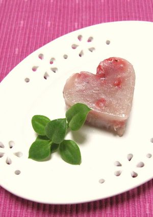 バレンタイン❤簡単！ハート苺の水羊羹❤-レシピのメイン写真