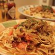 豚バラとシメジのトマトパスタ
