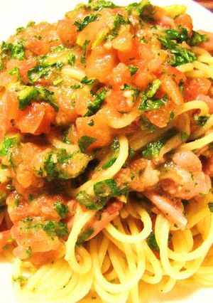 半冷製スパ★トマトとセロリのパスタ-レシピのメイン写真