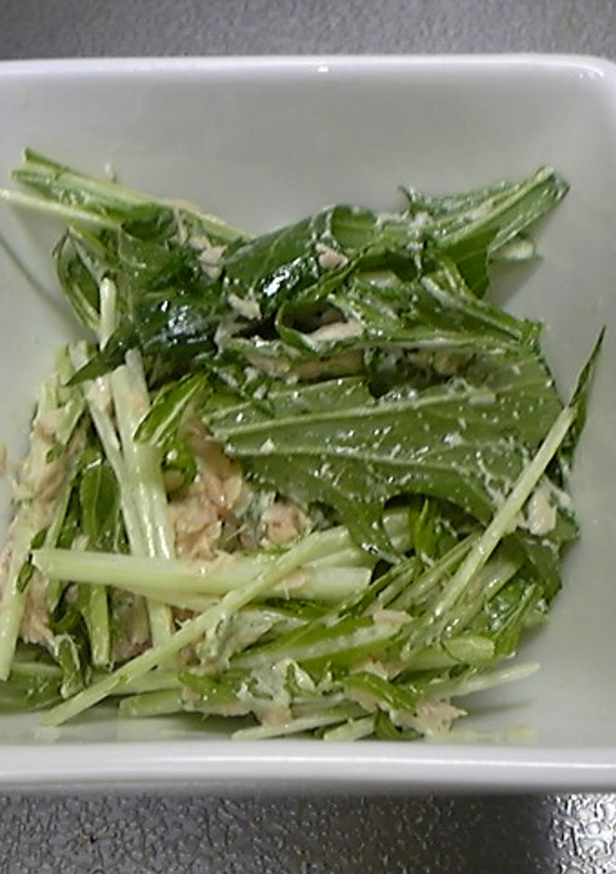男の料理 ツナと水菜のサラダ-レシピのメイン写真