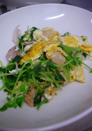 豆玉(豆苗の卵炒め)-レシピのメイン写真