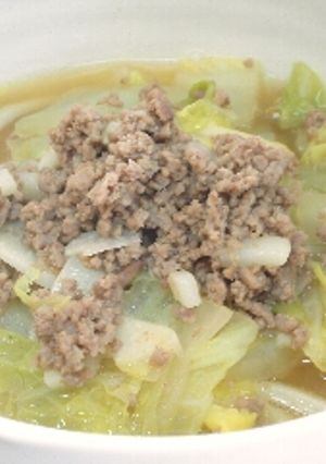 簡単！白菜とニンニクとひき肉のうどん-レシピのメイン写真
