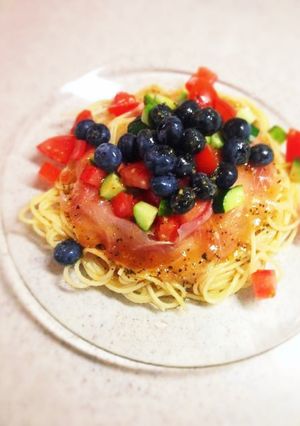 ブルーベリーの冷製パスタ-レシピのメイン写真