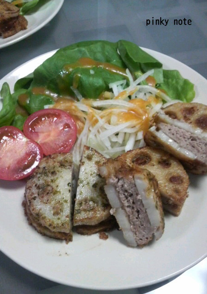 生姜風味つくねの蓮根はさみ揚げ-レシピのメイン写真
