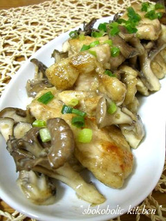 鶏胸肉ときのこ。柚子こしょマヨ焼き♬-レシピのメイン写真