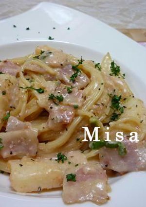 長芋とベーコンのクリーム明太パスタ-レシピのメイン写真