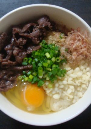 ✾美味しい！汁まで飲みほす釜玉肉うどん✾-レシピのメイン写真