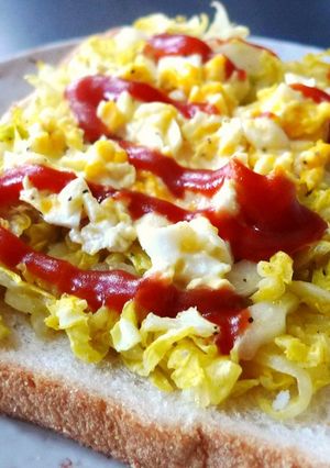 白菜のカレーマヨ卵トースト-レシピのメイン写真