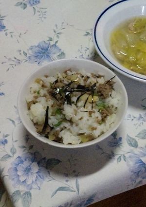 挽肉と野菜の塩ダレそぼろまぜご飯-レシピのメイン写真